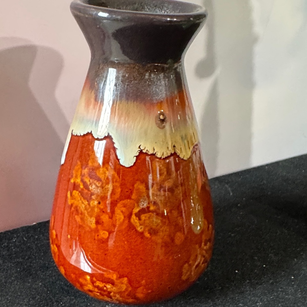 Art pottery vase with brown drip glaze - Picture 4 of 7
